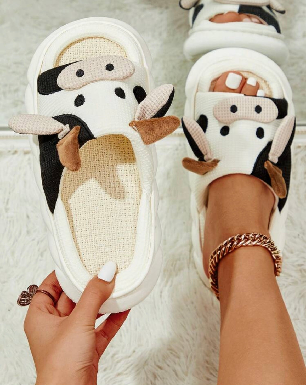 Zapatillas de vaca