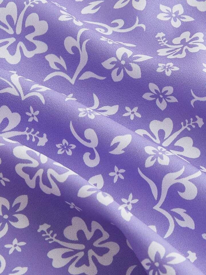 Vestido camisola fruncido con estampado floral.
